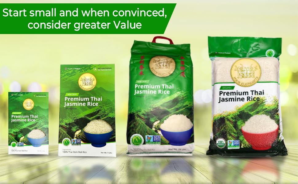 Premium Rice Example 2 LBS Premium Thai Jasmine Rice – Four Elephants